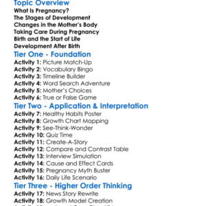 Pregnancy And Development Worksheet Activity Booklet