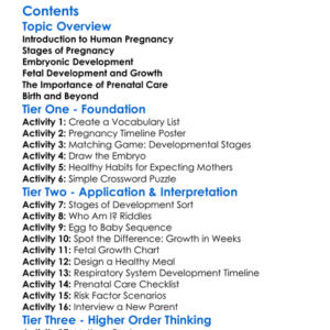 Pregnancy And Embryonic Development Worksheet Activity Booklet