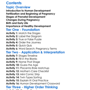Pregnancy And Human Development Worksheet Activity Booklet