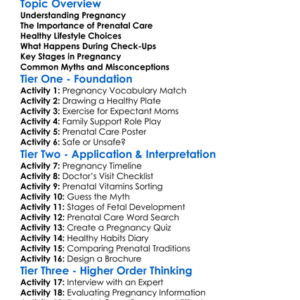 Pregnancy And Prenatal Care Worksheet Activity Booklet