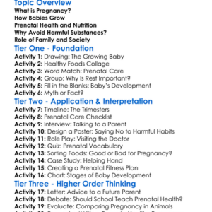 Pregnancy And Prenatal Health Worksheet Activity Booklet