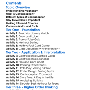 Pregnancy Prevention And Contraception Worksheet Activity Booklet