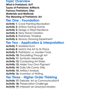 Prehistoric Art And Artifacts Worksheet Activity Booklet