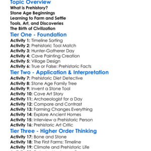 Prehistoric Cultures Worksheet Activity Booklet