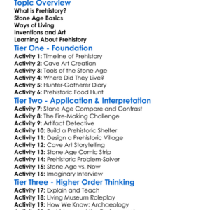 Prehistory Worksheet Activity Booklet