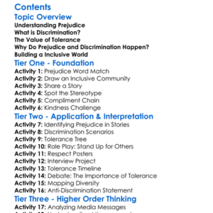 Prejudice Discrimination And Tolerance Worksheet Activity Booklet