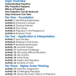 Prejudice Reduction Worksheet Activity Booklet