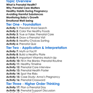 Prenatal Health Basics Worksheet Activity Booklet