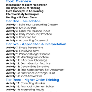 Preparation For Accounting Exams Worksheet Activity Booklet