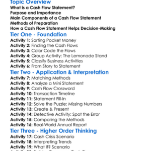 Preparation Of Cash Flow Statement Worksheet Activity Booklet
