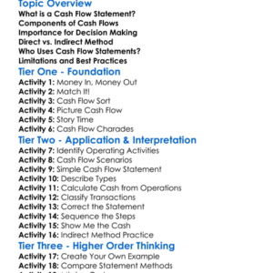 Preparation Of Cash Flow Statements Worksheet Activity Booklet