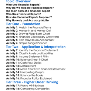Preparation Of Financial Reports Worksheet Activity Booklet