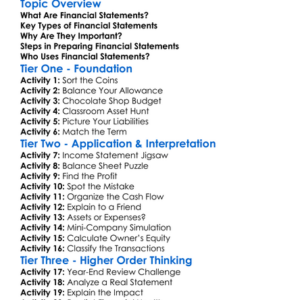 Preparation Of Financial Statements Worksheet Activity Booklet