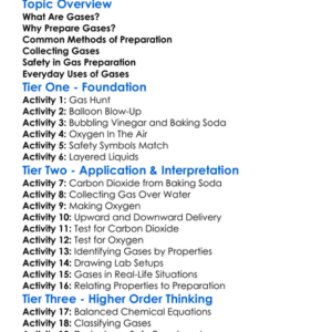 Preparation Of Gases Worksheet Activity Booklet