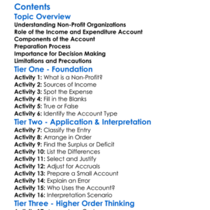 Preparation Of Income And Expenditure Account Worksheet Activity Booklet