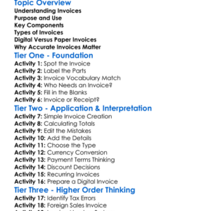 Preparation Of Invoices Worksheet Activity Booklet