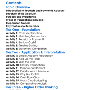 Preparation Of Receipts And Payments Account Worksheet Activity Booklet