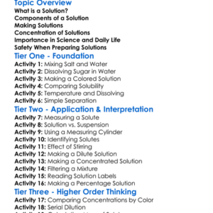Preparation Of Solutions Worksheet Activity Booklet
