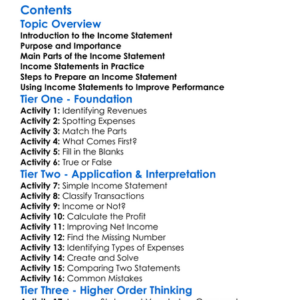 Preparation Of The Income Statement Worksheet Activity Booklet