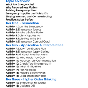 Preparedness For Emergencies Worksheet Activity Booklet