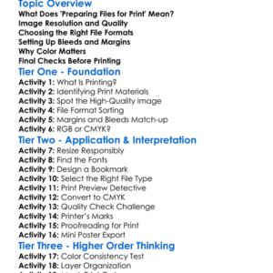 Preparing Files For Print Worksheet Activity Booklet