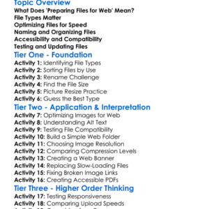 Preparing Files For Web Worksheet Activity Booklet