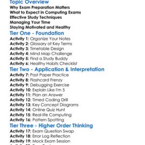 Preparing For Computing Exams Worksheet Activity Booklet