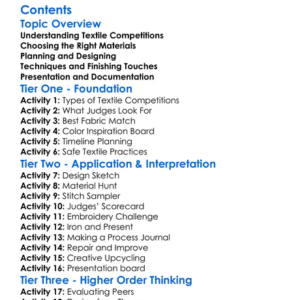 Preparing Textiles For Competitions Or Shows Worksheet Activity Booklet