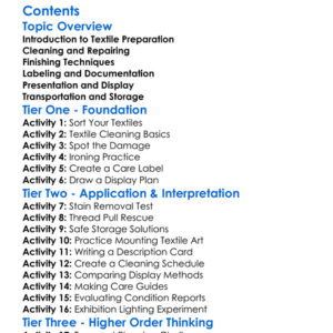 Preparing Textiles For Sale Or Exhibition Worksheet Activity Booklet