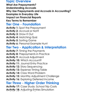 Prepayments And Accruals Worksheet Activity Booklet