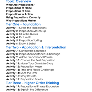 Prepositions Worksheet Activity Booklet