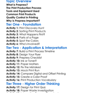 Prepress And Print Production Worksheet Activity Booklet