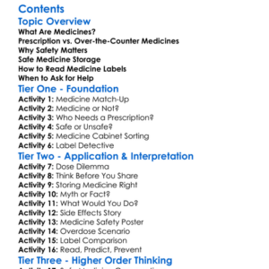 Prescription And Over-The-Counter Medicine Safety Worksheet Activity Booklet