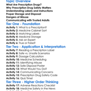 Prescription Drug Safety Worksheet Activity Booklet