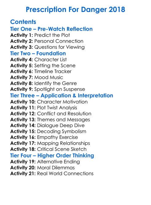 Prescription For Danger 2018 Worksheet Activity Booklet