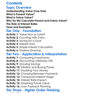 Present And Future Value Calculations Worksheet Activity Booklet