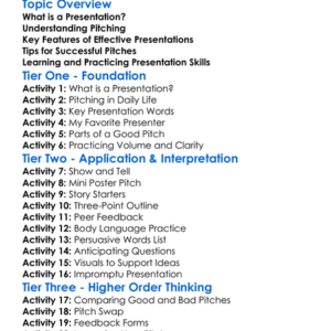 Presentation And Pitching Ideas Worksheet Activity Booklet