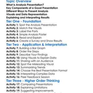Presentation Of Analysis Worksheet Activity Booklet