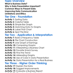 Presentation Of Business Data Worksheet Activity Booklet