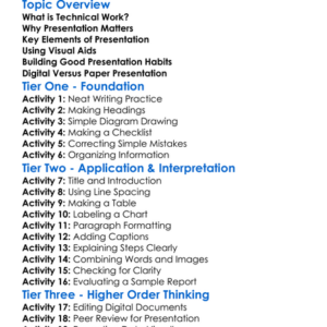 Presentation Of Technical Work Worksheet Activity Booklet
