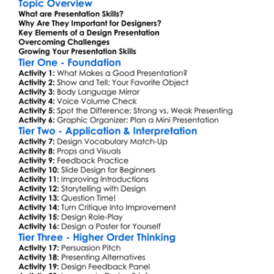 Presentation Skills For Designers Worksheet Activity Booklet