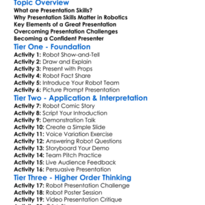 Presentation Skills For Robotics Worksheet Activity Booklet