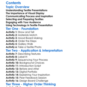 Presentation Skills For Textile Outcomes Worksheet Activity Booklet