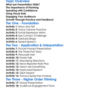 Presentation Skills Worksheet Activity Booklet