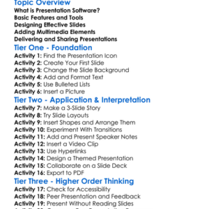 Presentation Software Basics Worksheet Activity Booklet