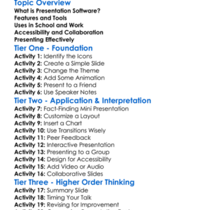 Presentation Software Worksheet Activity Booklet