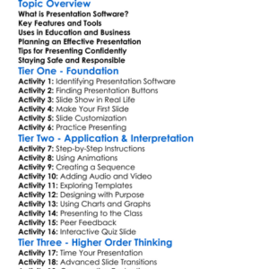 Presentations Software Worksheet Activity Booklet