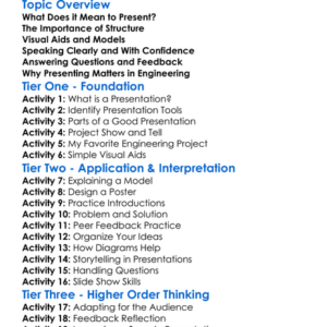 Presenting Engineering Projects Worksheet Activity Booklet