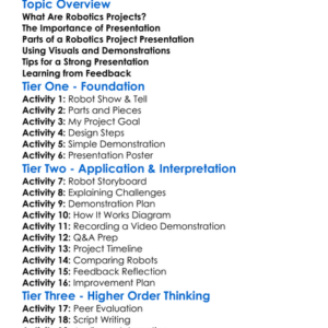 Presenting Robotics Projects Worksheet Activity Booklet