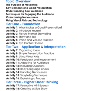 Presenting To An Audience Worksheet Activity Booklet